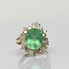 4.26ct Colombian Emerald Oval Ballerina 14k Gold Cocktail Ring