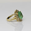 4.26ct Colombian Emerald Oval Ballerina 14k Gold Cocktail Ring