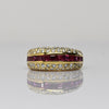 Ruby & Diamond Pave 18k Gold Domed Band Cocktail Ring