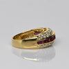 Ruby & Diamond Pave 18k Gold Domed Band Cocktail Ring