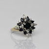 Vintage Blue Sapphire & Diamond 14k White Gold Cluster Ring