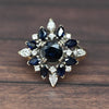 Vintage Blue Sapphire & Diamond 14k White Gold Cluster Ring
