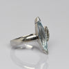 3ct Blue Topaz Long Marquise w Diamond Accent 14k White Gold Ring