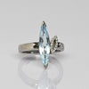 3ct Blue Topaz Long Marquise w Diamond Accent 14k White Gold Ring