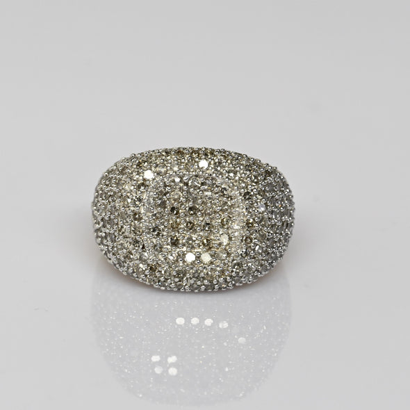 2ctw Diamond Pave Concave Domed Band 14k Yellow Gold Ring