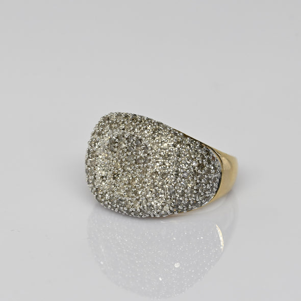 2ctw Diamond Pave Concave Domed Band 14k Yellow Gold Ring