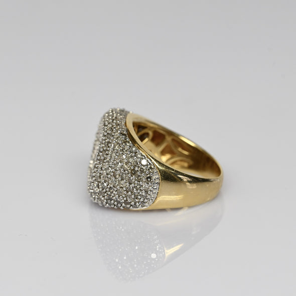 2ctw Diamond Pave Concave Domed Band 14k Yellow Gold Ring