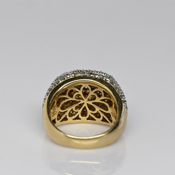 2ctw Diamond Pave Concave Domed Band 14k Yellow Gold Ring