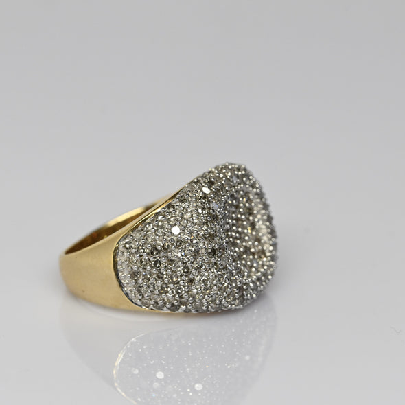 2ctw Diamond Pave Concave Domed Band 14k Yellow Gold Ring