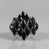 18K White Gold Sapphire Cluster Ring Diamond accents Hallmarked and Numbered