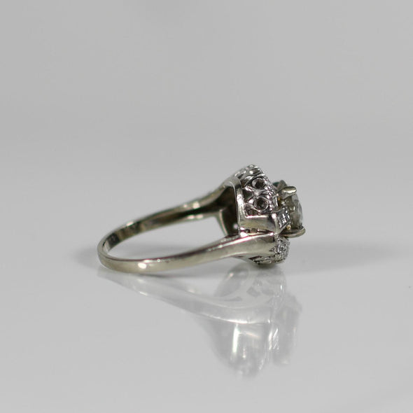 .99 Carat Late Art Deco Retro Old Cut Diamond Engagement Ring in Platinum