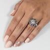 3.52ct Old European Cut Diamond 18K Art Deco Inspired Bezel Set Sapphire Halo