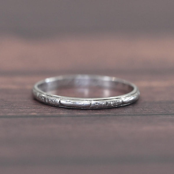 Dated 1926 Art Deco Platinum Vintage Chevron Antique Wedding Band