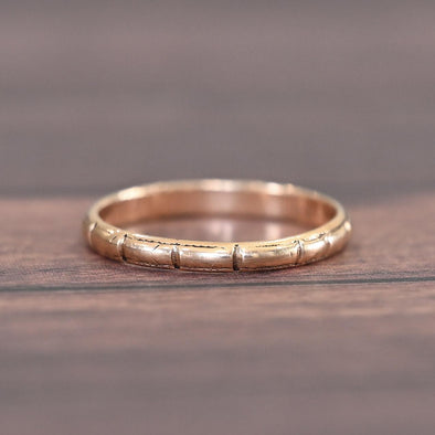 Vintage 14K Yellow Gold Minimalist Design Unisex Wedding Stackable Band