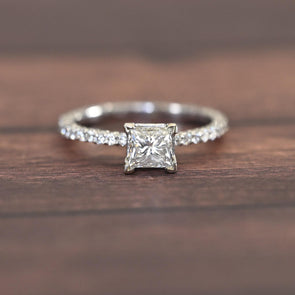 1.6ctw Princess Cut Diamond 14K White Gold Engagement Ring