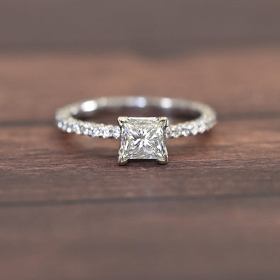 1.6ctw Princess Cut Diamond 14K White Gold Engagement Ring