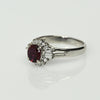Vintage 0.91ctw Gem Ruby Diamond Cluster Platinum Ring