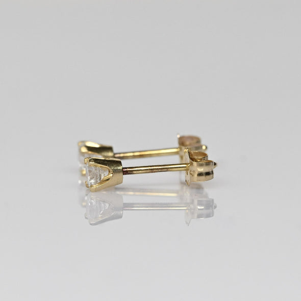 Vintage 0.24 cttw Old Cut Natural Diamond 14k Gold Stud Earrings