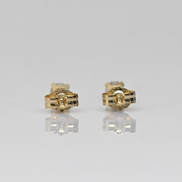Vintage 0.24 cttw Old Cut Natural Diamond 14k Gold Stud Earrings