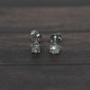 Vintage 0.32 cttw Old European Cut Natural Diamond 14k White Gold Stud Earrings