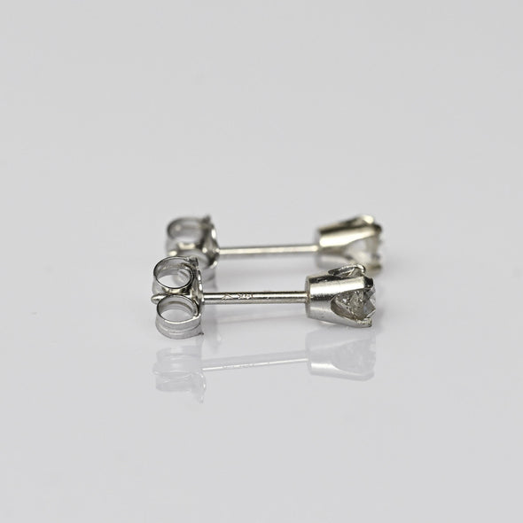 Vintage 0.32 cttw Old European Cut Natural Diamond 14k White Gold Stud Earrings