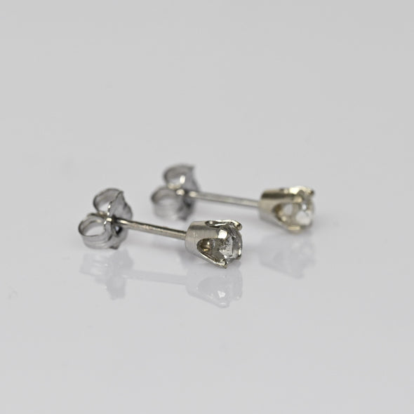 Vintage 0.32 cttw Old European Cut Natural Diamond 14k White Gold Stud Earrings