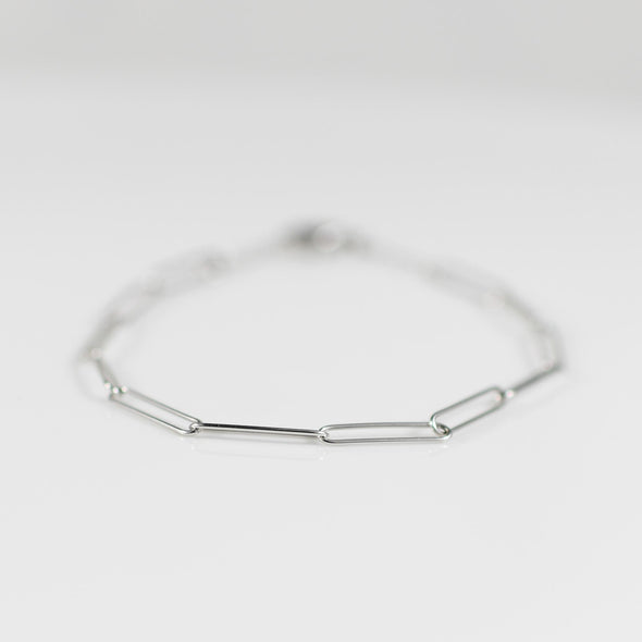 Petite Paperclip Link 14k White Gold Bracelet by RCI