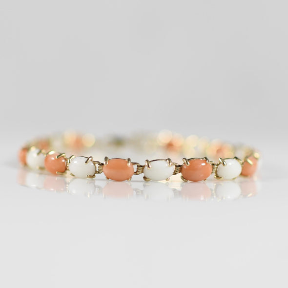 Alternating Color Coral 14k Gold Bracelet