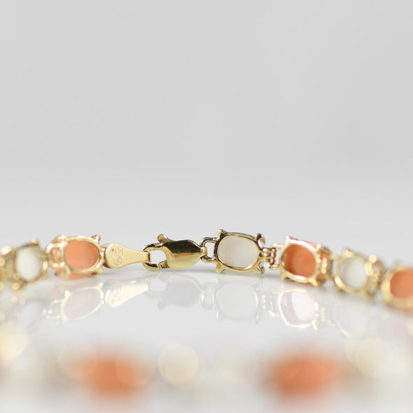 Alternating Color Coral 14k Gold Bracelet