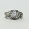 7/8cttw Diamond Halo Engagement Ring 14k White Gold Wedding Set