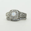 7/8cttw Diamond Halo Engagement Ring 14k White Gold Wedding Set