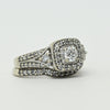 7/8cttw Diamond Halo Engagement Ring 14k White Gold Wedding Set