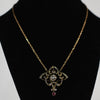 Victorian Yellow Gold Rose Cut Diamond and Ruby Necklace