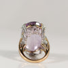 42ct Amethyst Statement Ring with Diamond Heart Motif in 14K Gold