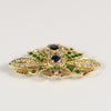 Sapphire Emerald Ruby Diamond Old Cut Gemstone Insect Brooch in 18K Yellow Gold