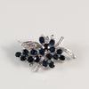 4.5ctw Blue Sapphire & Diamond Cluster Converter Brooch Pendant 18K White Gold