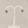 Oval Turquoise Earrings with Rope Boarder Fleur De Lis Prongs