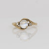 Vintage Moonstone & Diamond Bypass Yellow Gold Ring