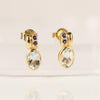 Aqua Earrings with Sapphire accents in 14K Yellow Gold