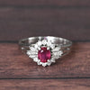 Vintage 0.32ctw Ruby Diamond Cluster Platinum Ring