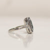 Art Deco Platinum Emerald Cut Aqua With Sapphire Halo Ring