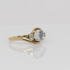 Vintage Moonstone & Diamond Bypass Yellow Gold Ring