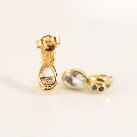 Aqua Earrings with Sapphire accents in 14K Yellow Gold