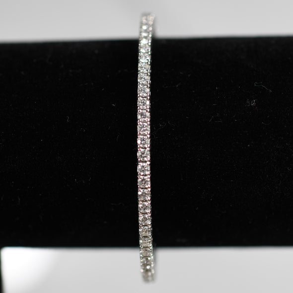 3.55ctw Round Brilliant Natural Diamond Tennis Bracelet in 14K White Gold