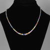 7.44ctw Graduated Multicolor Rainbow Sapphire Tennis Necklace 14k White Gold