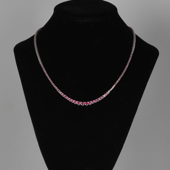 3.5cttw Graduated Ruby Tennis Necklace in 14k White Gold