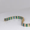 Blue Green Opal Bar and Diamond Bracelet in 14k Yellow Gold