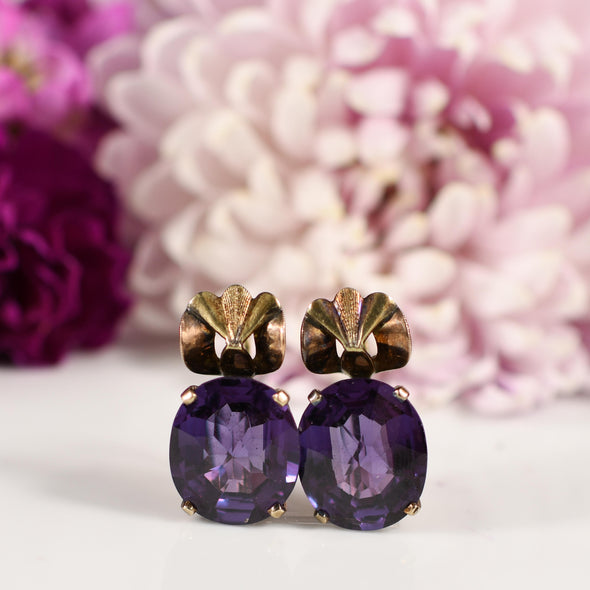 1910 Art Nouveau Purple Mystic Topaz Antique Earrings