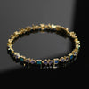 Opal Tanzanite Diamond Shapes Bracelet 14K Yellow Gold