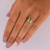 10K Vintage Yellow Gold Green Emerald Cut Stone Ring  R-923IS1-G875
